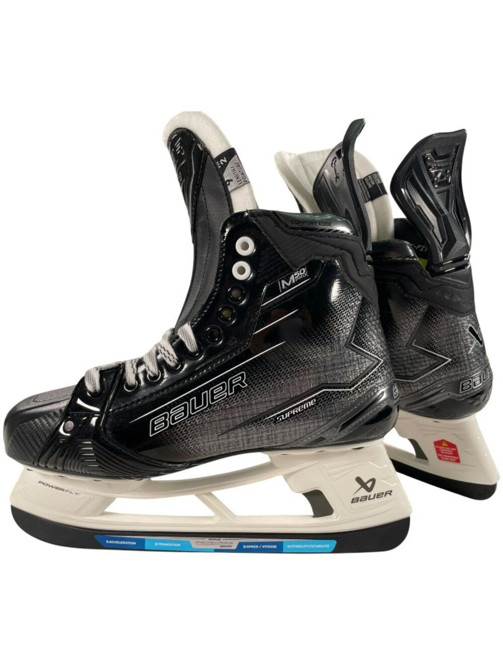 Bauer Supreme M5 Pro Senior Hockey Skates Black & White Men's Size 9 Fit 2 NEW